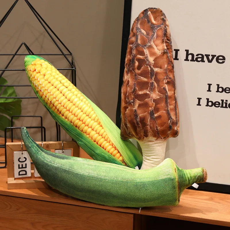 Kawaii Simulation Vegetable Plush Pillow - Funny Stuffed Corn Cucumber Okra Mushroom Sleep Cushion and Gift, 70cm