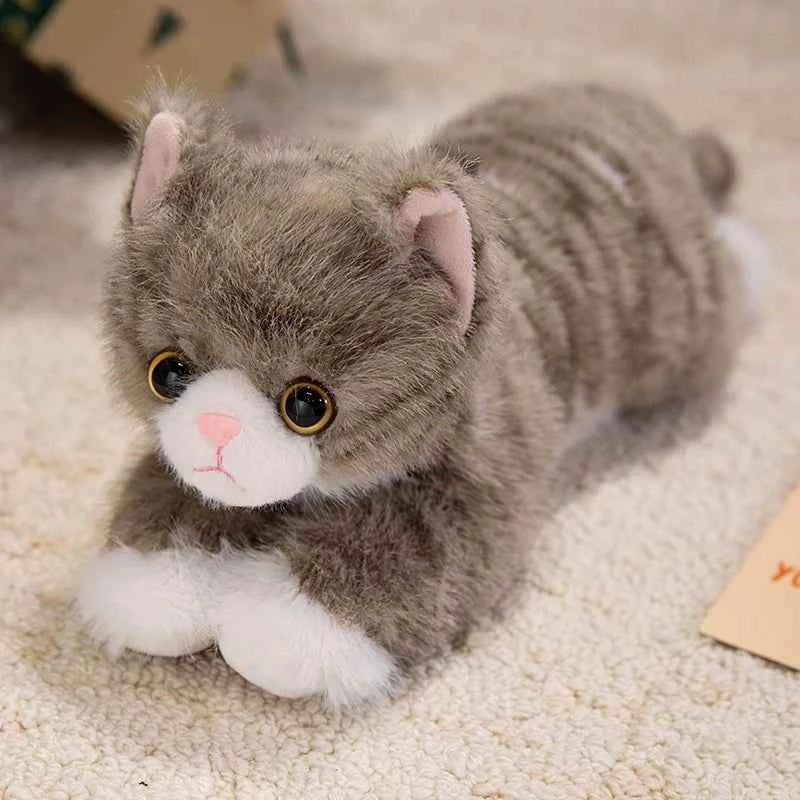 6 Colors Cute Simulation Cat Plush Toys Soft Stuffed Kitten Model Fake Cat Realist Animals Kids Girls Valentine's Day Gift