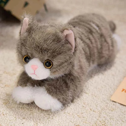 6 Colors Cute Simulation Cat Plush Toys Soft Stuffed Kitten Model Fake Cat Realist Animals Kids Girls Valentine's Day Gift