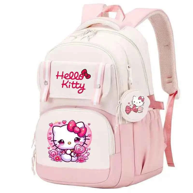 Hello Kitty Large Capacity Backpack Cartoon Daypack Travel Commute Knapsack School bag for Kids Girls Mochila With Coin Purse