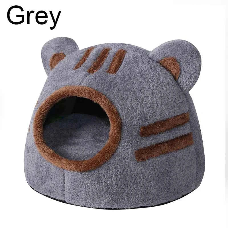 Kawaii Bear Head Cat Bed (Up to 16.9 in) - Cozy Cave Winter Self Warming Kitten Nest
