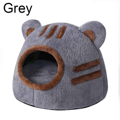 Kawaii Bear Head Cat Bed (Up to 16.9 in) - Cozy Cave Winter Self Warming Kitten Nest