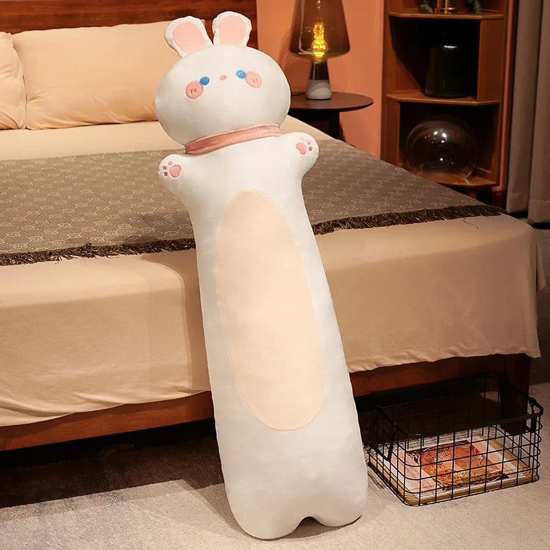 Long Animal Plush Body Pillow – Kawaii Fox Cat Rabbit Husky Monkey Stuffed Toy Rabbit