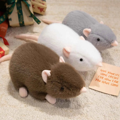 Kawaii Simulation Mouse Plush Doll - Soft Lifelike Stuffed Rat Toy and Birthday Gift, 3 Colors and 4 Sizes