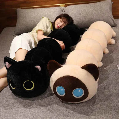 Giant Kawaii Black Cat Plush (19.7-51.2 in) - Soft Sleep Long Pillow Cushion Gift