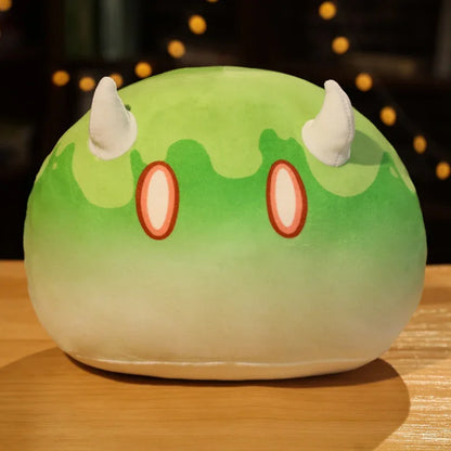 Genshin Impact Elemental Slime Plush Pillow - Soft Stuffed Cushion Collectible Gift, 7 Elements and 2 Sizes Green