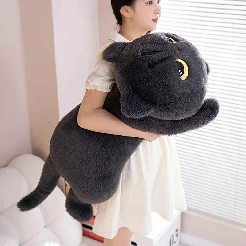 50cm kawaii Black Cat Plush Toy Doll Cute Big Cuddly Pillow Cushion Ins Black Cat Plush Toy Doll For Boy Girl Brithday Gifts