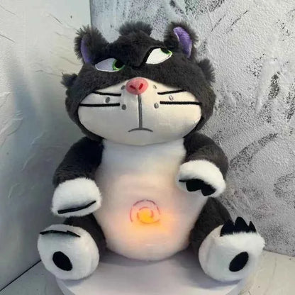soothing new breath light sound cute leering cat music early education doll stuffed animals