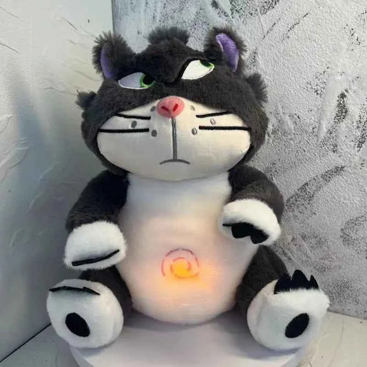 soothing new breath light sound cute leering cat music early education doll stuffed animals
