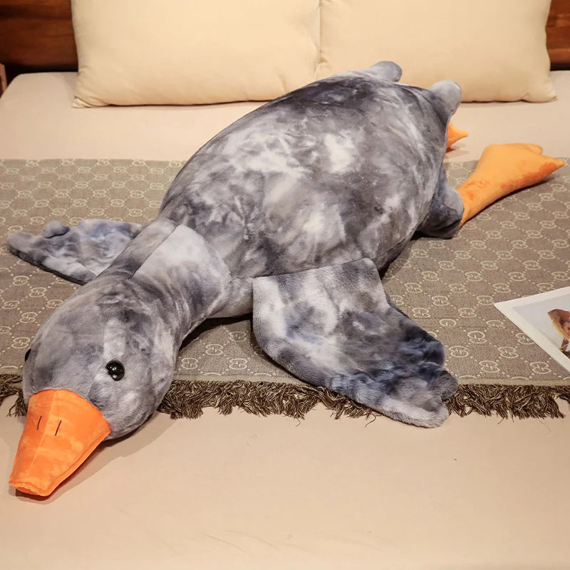Giant Colorful Goose Plush Pillow – 130cm Long Stuffed Hug Cushion Gray
