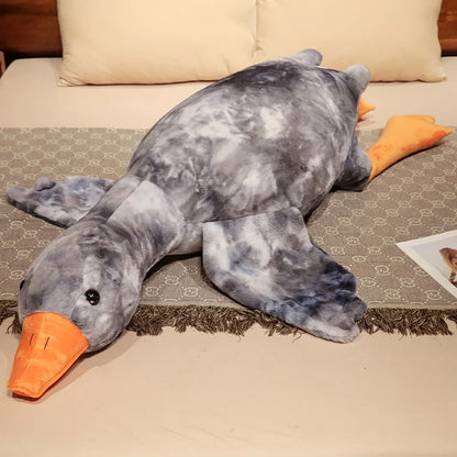 Giant Colorful Goose Plush Pillow – 130cm Long Stuffed Hug Cushion Gray