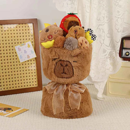 Cute Capybara Plush Bouquet - Stuffed Toy Bucket Hug Romantic Surprise Gift