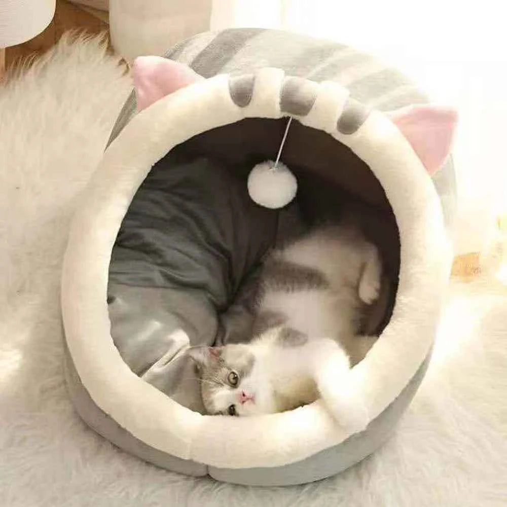 Snoozify Calming Cat/Dog Bed (Up to 18.8 in) - Cozy Semi-Enclosed Nest