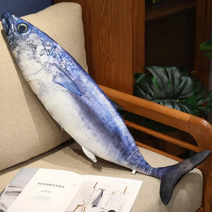 Kawaii 3D Simulation Fish Plush Pillow – Realistic Stuffed Tuna, Salmon, Grouper & More Tuna