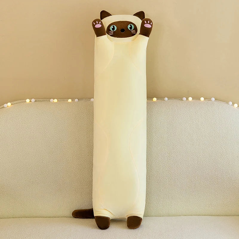15 Styles 50-150cm Long Cat Plush Toys Stuffed Soft Pause Office Dog Doll Bed Sleepping Pillow Home Decor Birthday Girls Gifts xin yellow