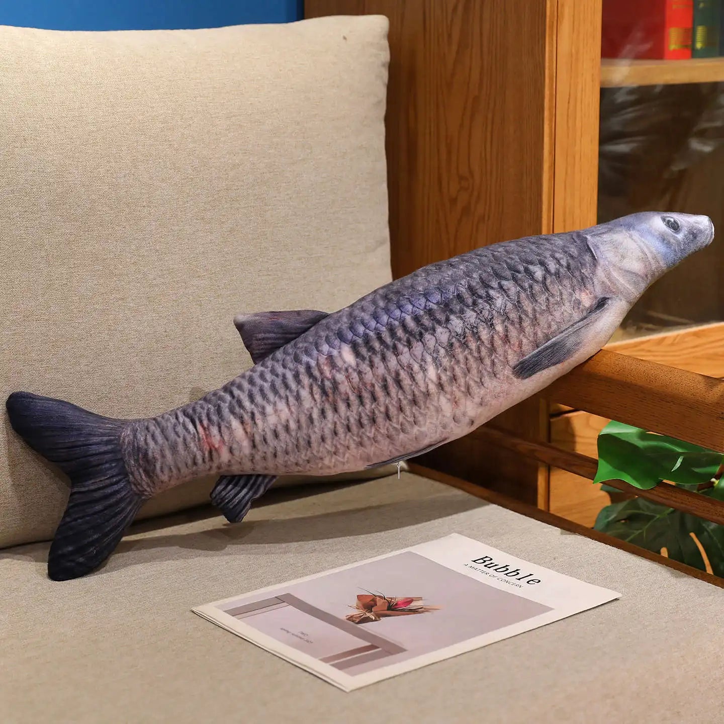 Realistic Carp Plush Pillow – Kawaii Fish Stuffed Animal Cushion ScrewBlackCarp