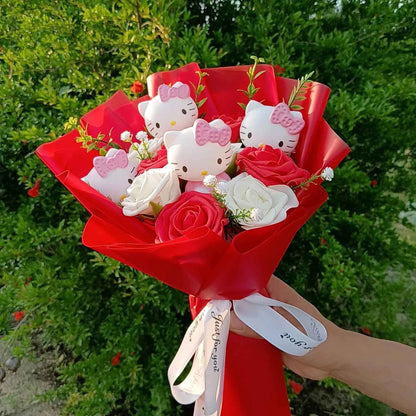 Kawaii Sanrio Plush Bouquet (11.8 in) - Hello Kitty/Kuromi/My Melody/Cinnamoroll Gift