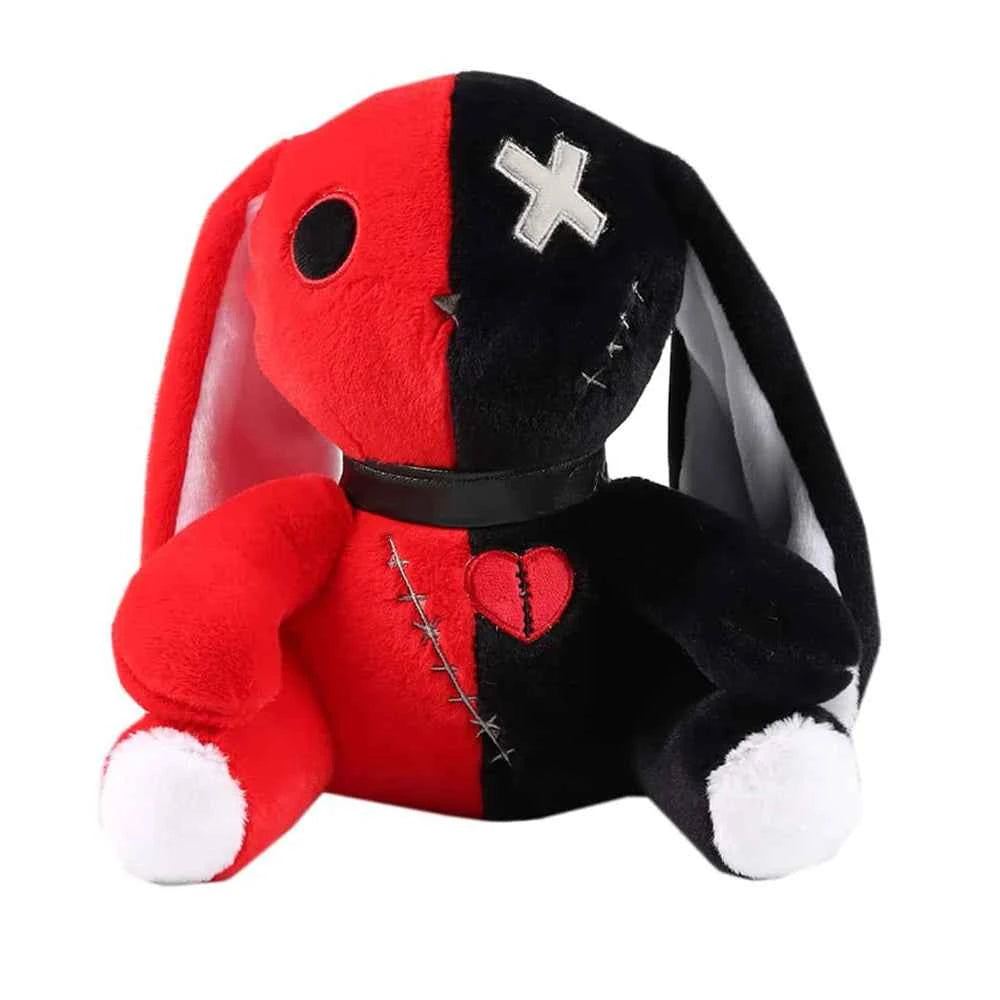 23cm Spooky Gothic Bunny Plush Toy Creepy Rabbit Plushie Stuffed Animal Toys Cute Horror Doll for Birthday Gift Halloween Decor