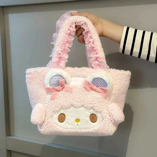 Lovely My Melody Handbag Japanese Style Cosmetic Bag Kawaii Anime Piano Plush Lolita Bag Large Capacity Birthday Gifts