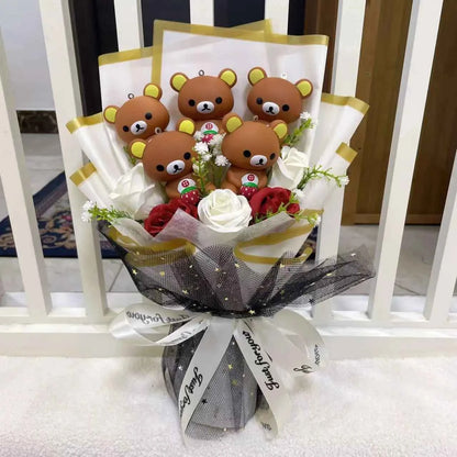 New Anime Rilakkuma Plush Doll Bouquet (12.6-13.8 in) - Stuffed Animals Gift