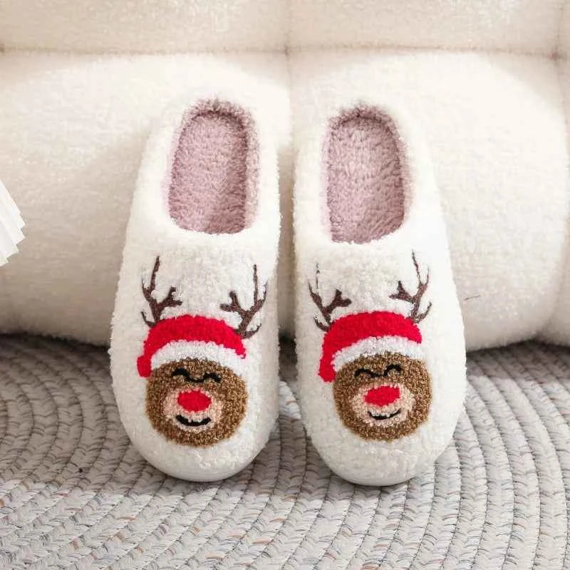 Lovely Winter Christmas Plush Slides - Unisex Non-slip Warm Flat Indoor Shoes