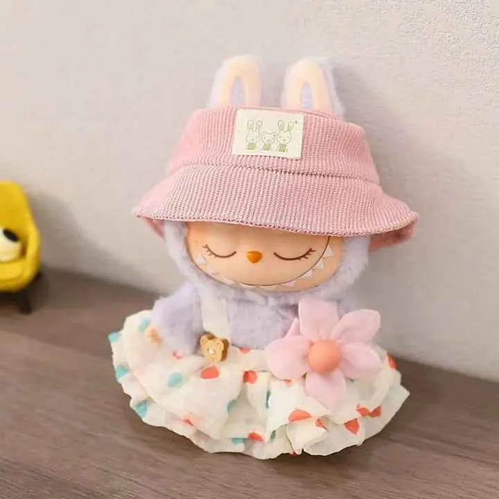 17cm Labubu Doll Clothes: Soft Knitted Sweater & JK Pleated Skirt Outfit