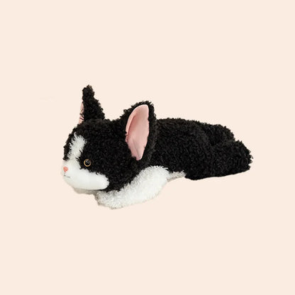 Kawaii Devon Rex Cat Plush Doll - Soft Realistic Lying Curly Kitten Stuffed Pillow and Gift, 3 Sizes M-40cm (15.7")