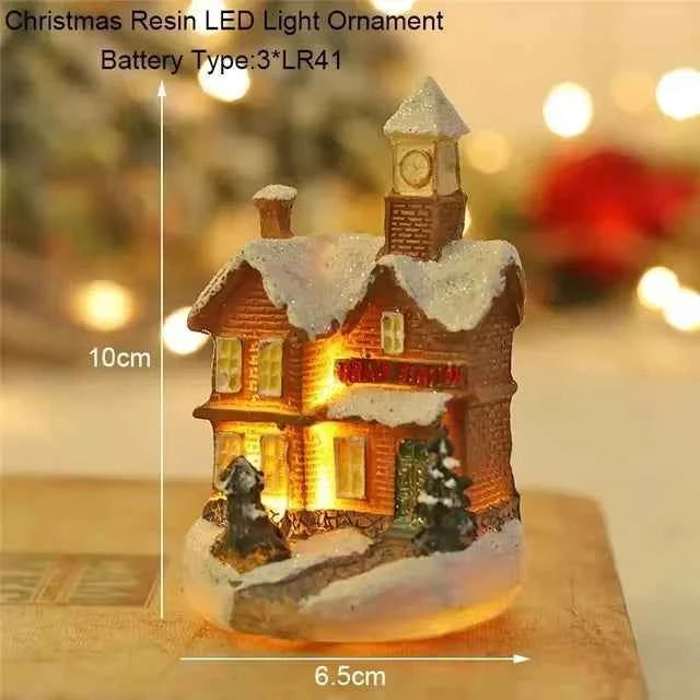 Luminous LED Resin Christmas House - Snowman Santa Shop Micro Landscape Ornament