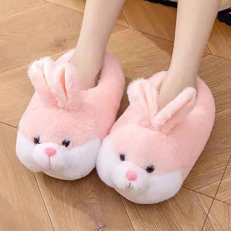 Cute Rabbit Shoes Women Winter Slippers Warm Plush Soft
