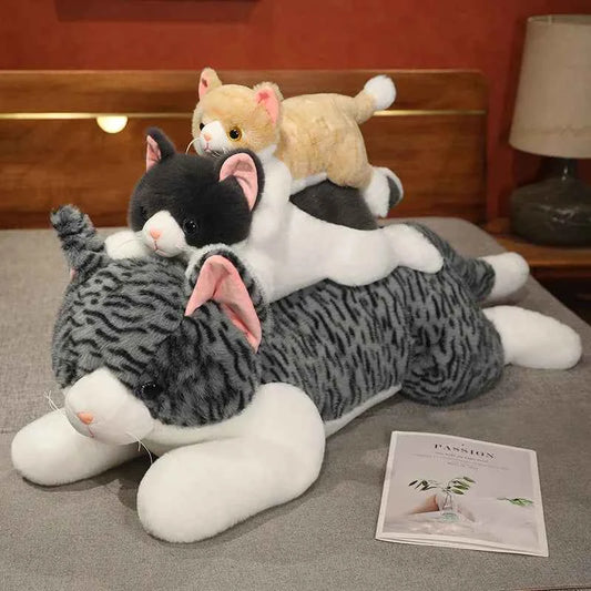 Realistic Kitten Plush Toy – Cute Sleeping Cat Stuffed Animal Pillow
