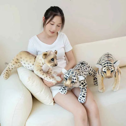 39cm-49cm Realistic Wild Animal Series Plush Toys Cute Fluffy Stuffed Tiger Lion Leopard Doll Cushion Funny Birthday Gift