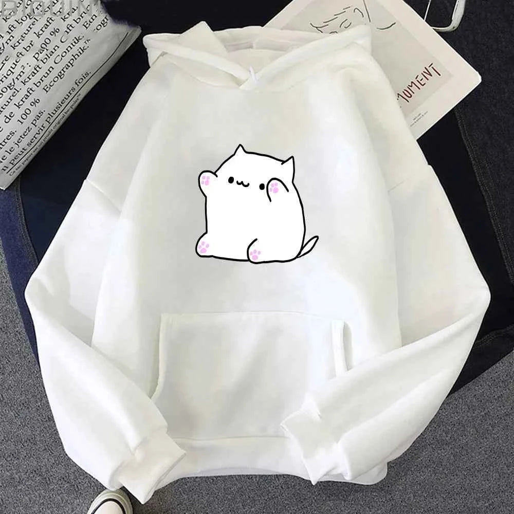 Bongo Cat Hoodies for Women Kawaii Graphic Sweatshirts Men Clothing Female Casual Y2k Clothes Long Sleeve Pullover Streetwear