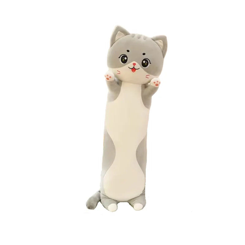 Kawaii Giant Big Face Cat Plush Pillow - Soft Stuffed Kitten Sleeping Cushion and Gift, 2 Colors and 4 Sizes