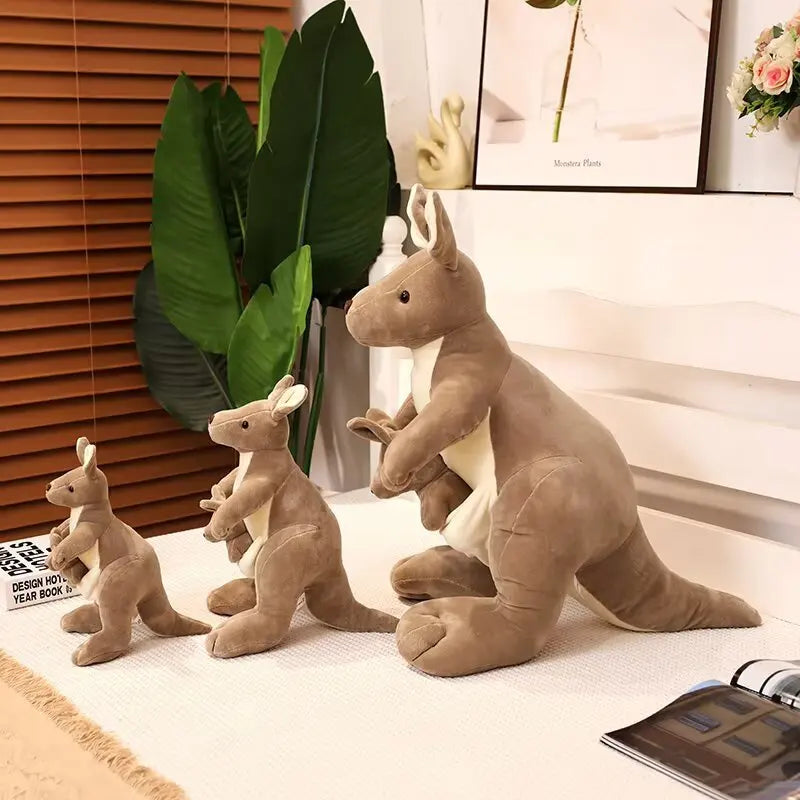 Mother & Baby Kangaroo Plush Toy – Cute Kangaroo Stuffed Animal Pillow