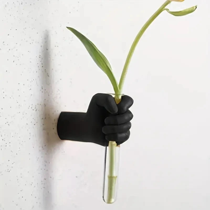 Modern Geometric Resin Wall Vase – Handmade Hanging Flower Vase for Home Decor Black
