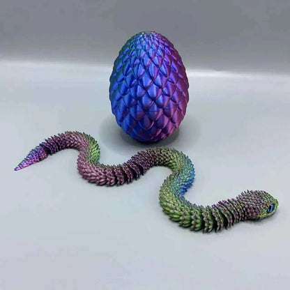 3D Printed Snake Surprise Egg Set – Flexible Jointed Figurines (4 Eggs + 4 Snakes)