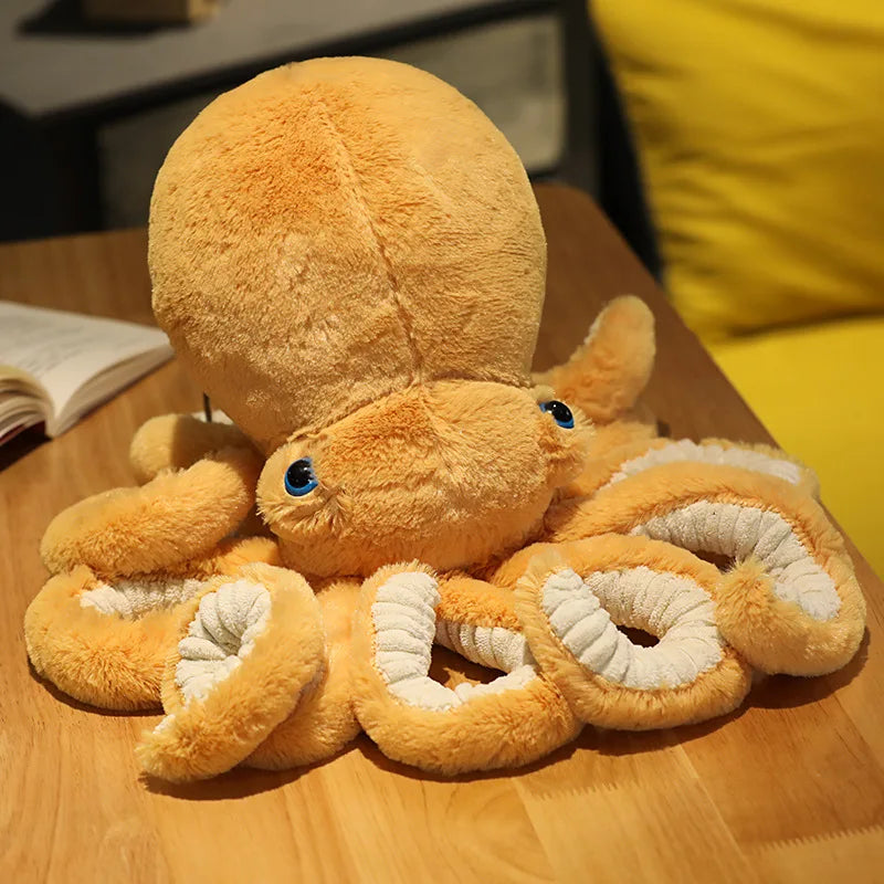 Lifelike Octopus Plush Toy – Giant Sea Animal Pillow Brown