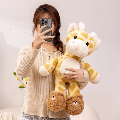 Kawaii Fluffy Giraffe Plush Doll - Soft Stuffed Animal Hug Pillow and Room Decor Gift, 2 Sizes