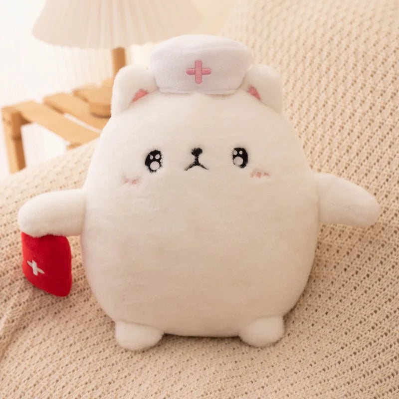 Dark Pirate Cat Plush Toy – Gothic Halloween Stuffed Black Cat Doll White Nurse 11.8" (30cm)