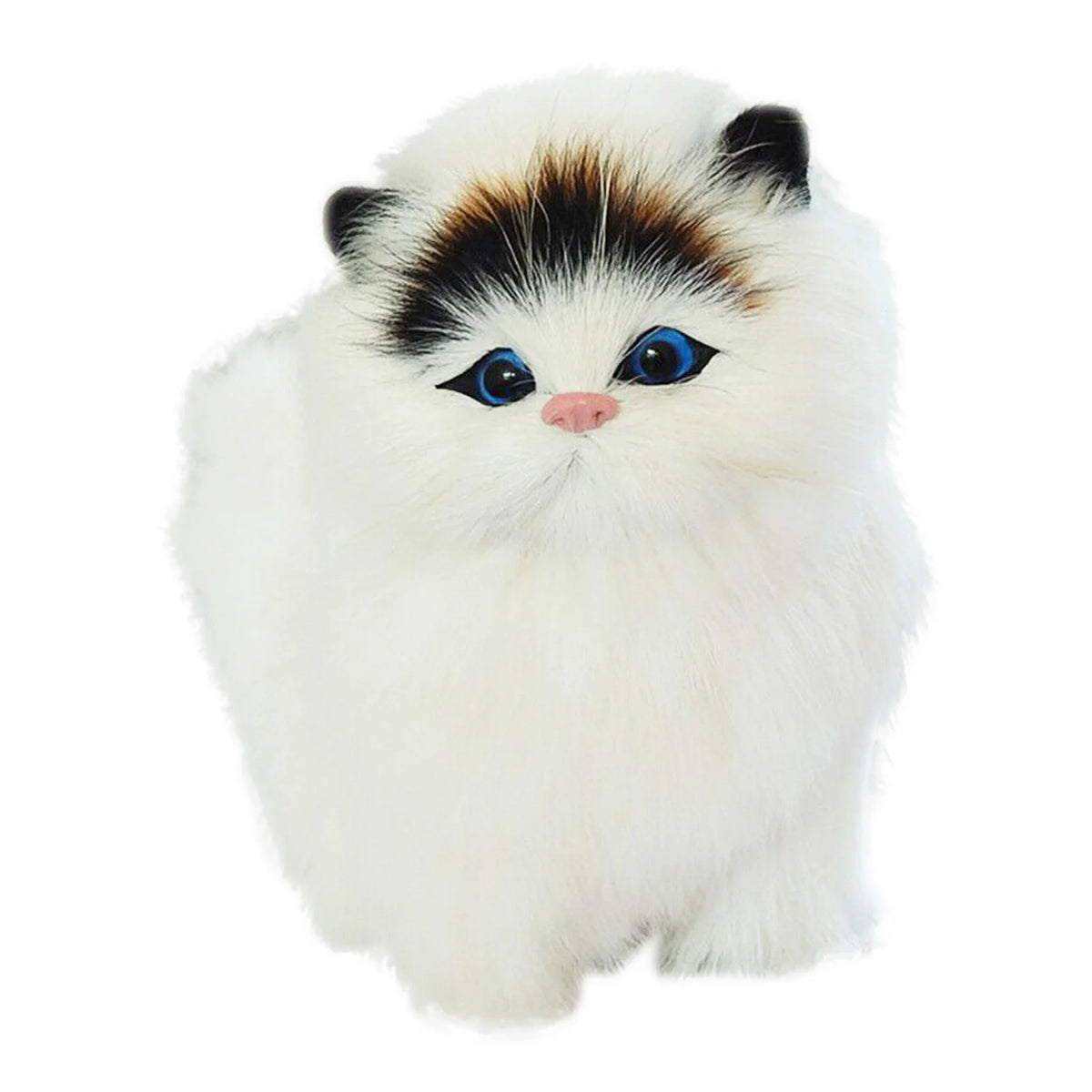 Kawaii Long-Haired Cat Plush with Sound Black White