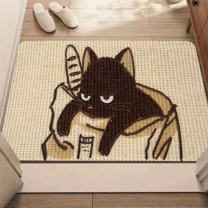 Cute Cartoon Cat Pattern Carpet Mat Rug Soft Non Slip Floor Mat for Living Room Bedroom Home Decoration Floor Mat Welcome Mat