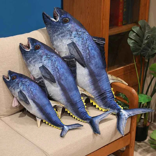 Realistic Tuna Fish Plush Pillow – Soft Stuffed Tuna Body Cushion