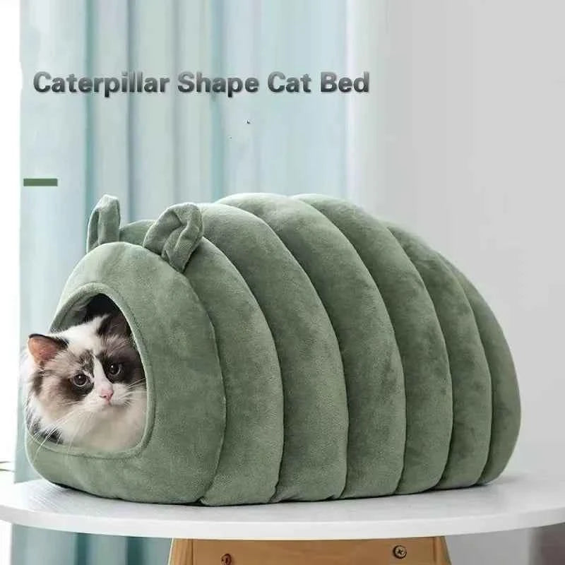 Pumpkin Cat Nest Cave Bed - Half-Enclosed Washable Pet Bed with Removable Cushion, 3 Colors and 2 Sizes