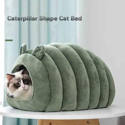 Pumpkin Cat Nest Cave Bed - Half-Enclosed Washable Pet Bed with Removable Cushion, 3 Colors and 2 Sizes