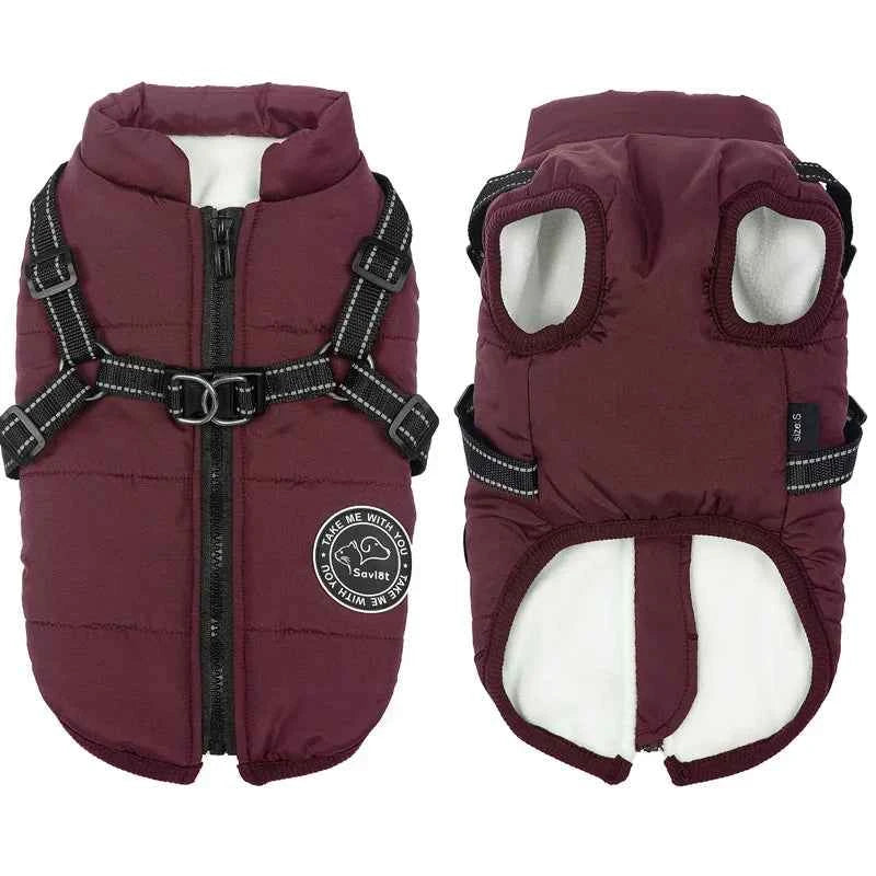 Waterproof Winter Dog Jacket & Fleece Vest with Built-in Harness - for Small to Large Dogs