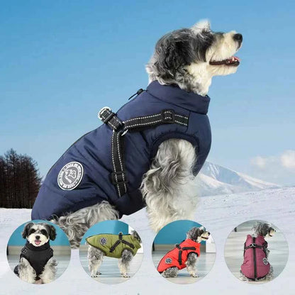 Waterproof Winter Dog Jacket & Fleece Vest with Built-in Harness - for Small to Large Dogs