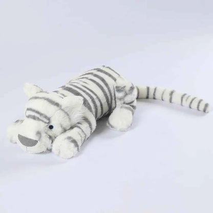 Cute Lifelike Lying Snow Tiger Stuffed Plush Toys Soft White Simulation Animals Tigers Plushies Doll Birthday Gifts