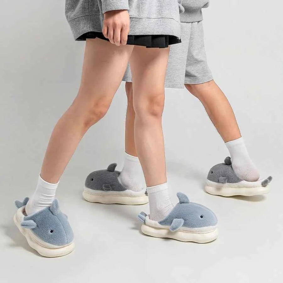 Fashion Fluffy Home Slippers - Women's/Couple Winter Platform Slides (Heel 1.4 in)