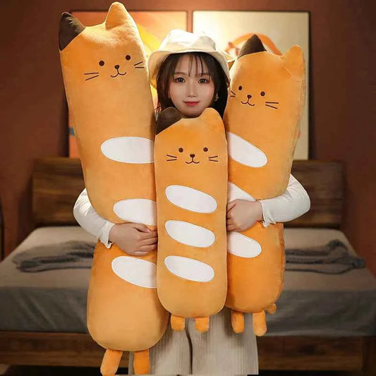 Long Cat Bolster Plush Pillow – Kawaii Cylindrical Stuffed Animal Body Pillow