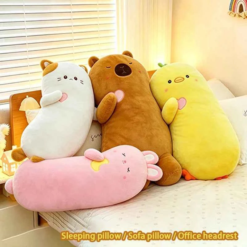 Kawaii Animal Long Body Pillow Plush – Soft Leg-Hugging Sleep Companion (Capybara, Duck, Rabbit, Kitten)